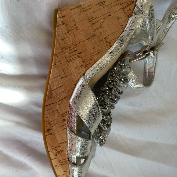 - Gianni bini wedge Platform silver cork Sandal 8.5 - Picture 13 of 16